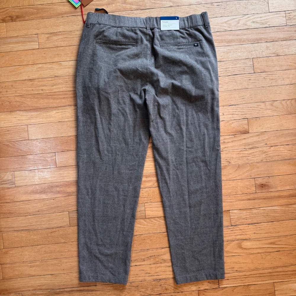 Houston White Men Brown Plaid Straight Leg Trouser Pants Size L NWT Career